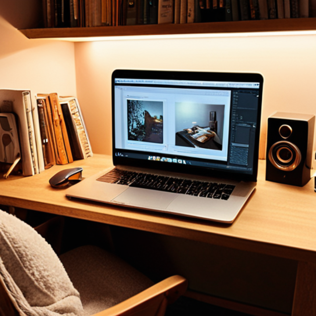 Focused Study Space**

Prompt: Cozy study space, desk with books and laptop, noise-canceling headphones, warm lighting, calm atmosphere, minimal distractions, perhaps a cup of tea, Swedish design influence.

**